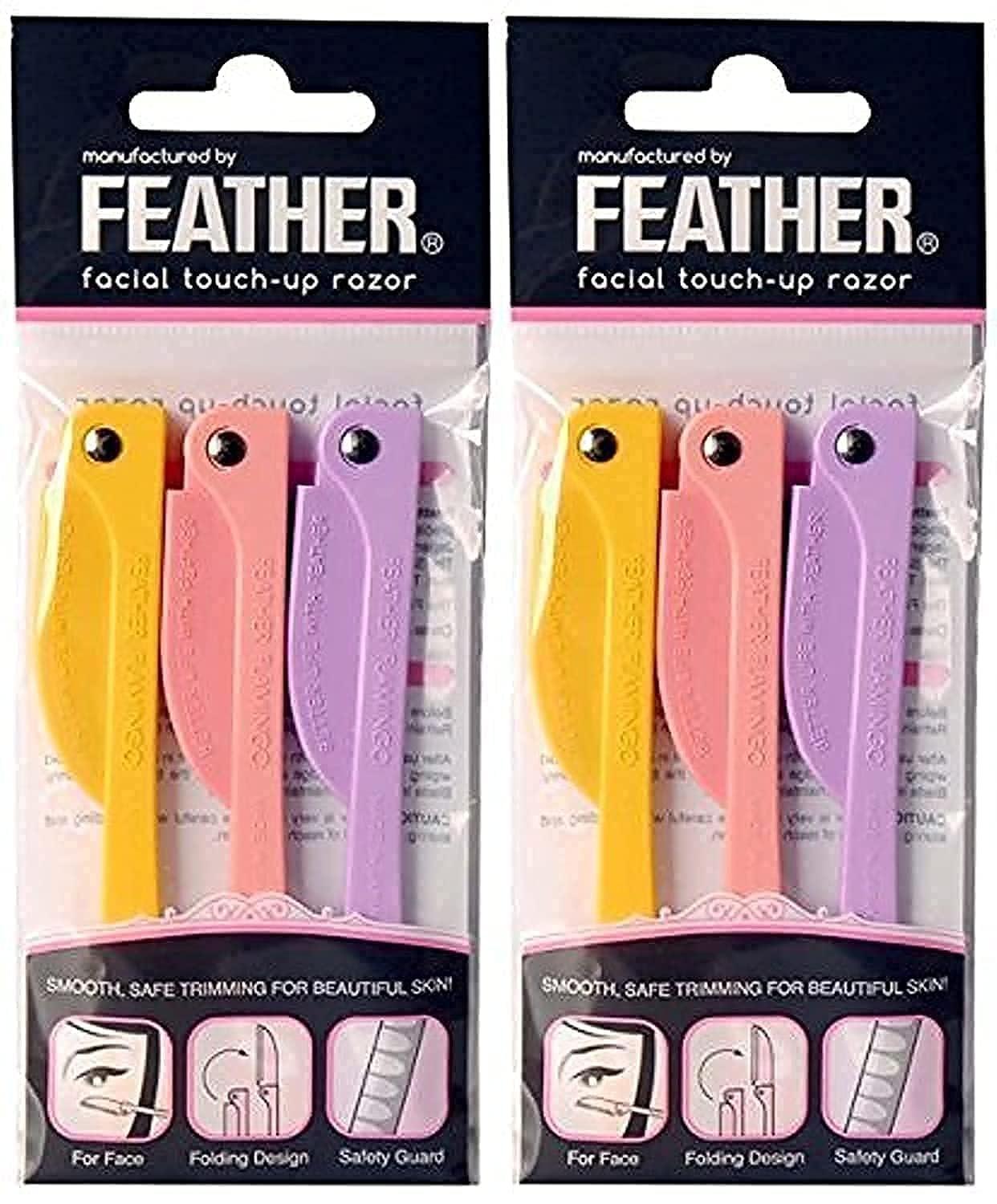Feather Flamingo Feather Flamingo Facial Touch-up Razor (3 Razors X 2 Pack)