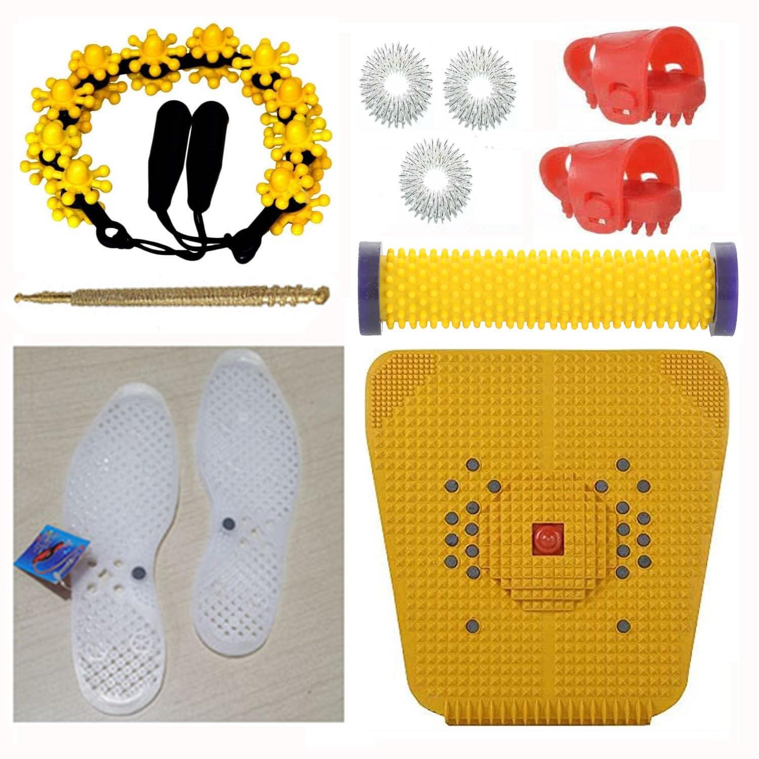 ANCS ANCS Acupressure Shoes sole, foot mat, jimmy, thumb, magic massager, sujok ring hand roll pyramid all body one combo massagers total-10 items