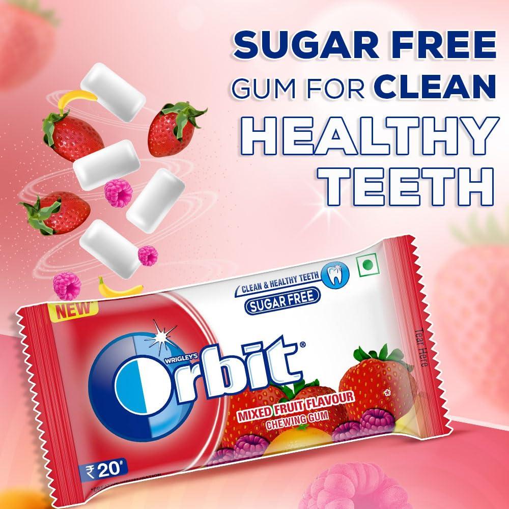 Orbit Orbit Sugar Free Chewing Gum Pack | Mixed Fruit Flavour Gum | Chewing Gums for Clean and Healthy Teeth | Easy to Carry and Pocket Friendly | 9.9 g | Pack of 30