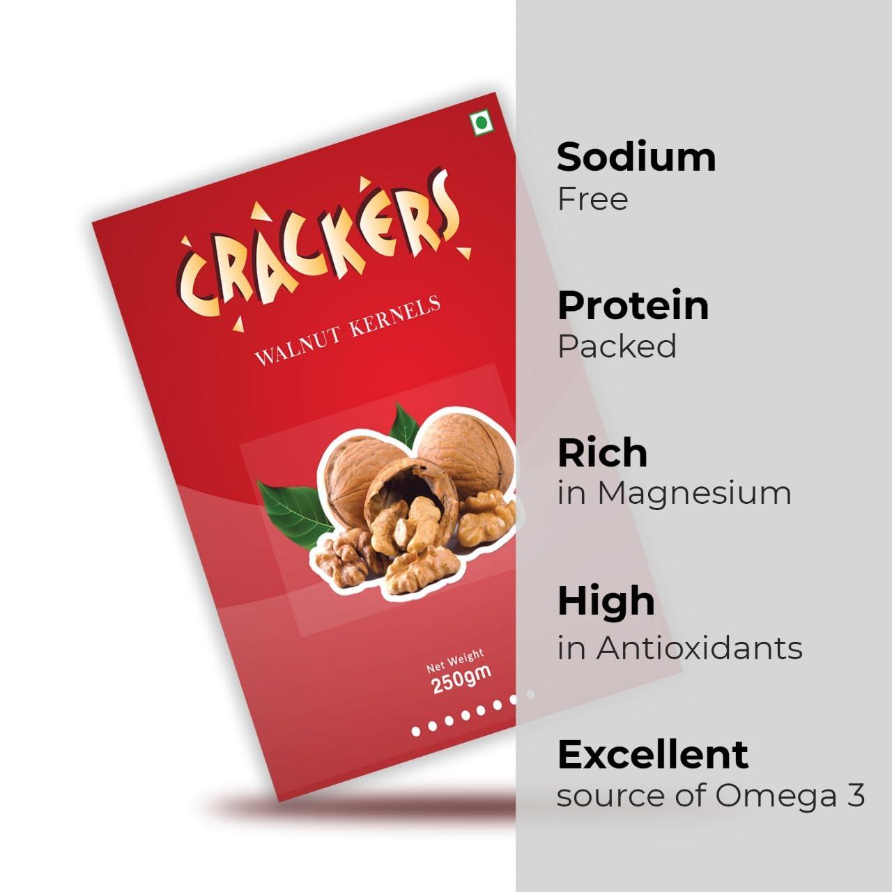 GO Go Crackers Kashmiri Brown Quarters Walnuts Kernels Without Shell, 1 KG (250g x 4)| Walnuts Dry Fruits | Organic Walnuts | Kashmiri Walnuts Kernels for Snacking & Baking