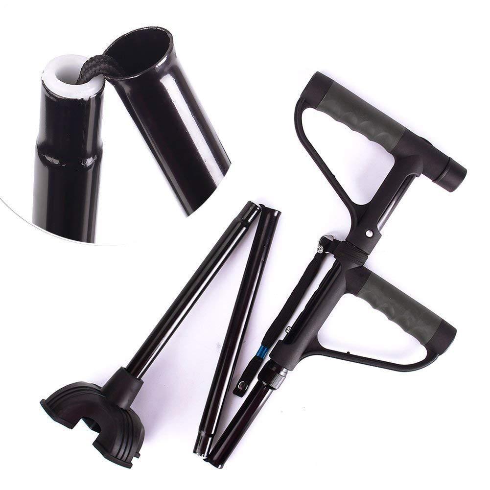 Eco Shopee SHOPPING SIMPLIFIED Eco Shopee W 724 Portable Aluminium Alloy Handle Dependable Professional LED Light Folding Walking Stick for Old Gentleman, Walking Sticks for Old People, Walking Stick for Old Women/ Man Walking