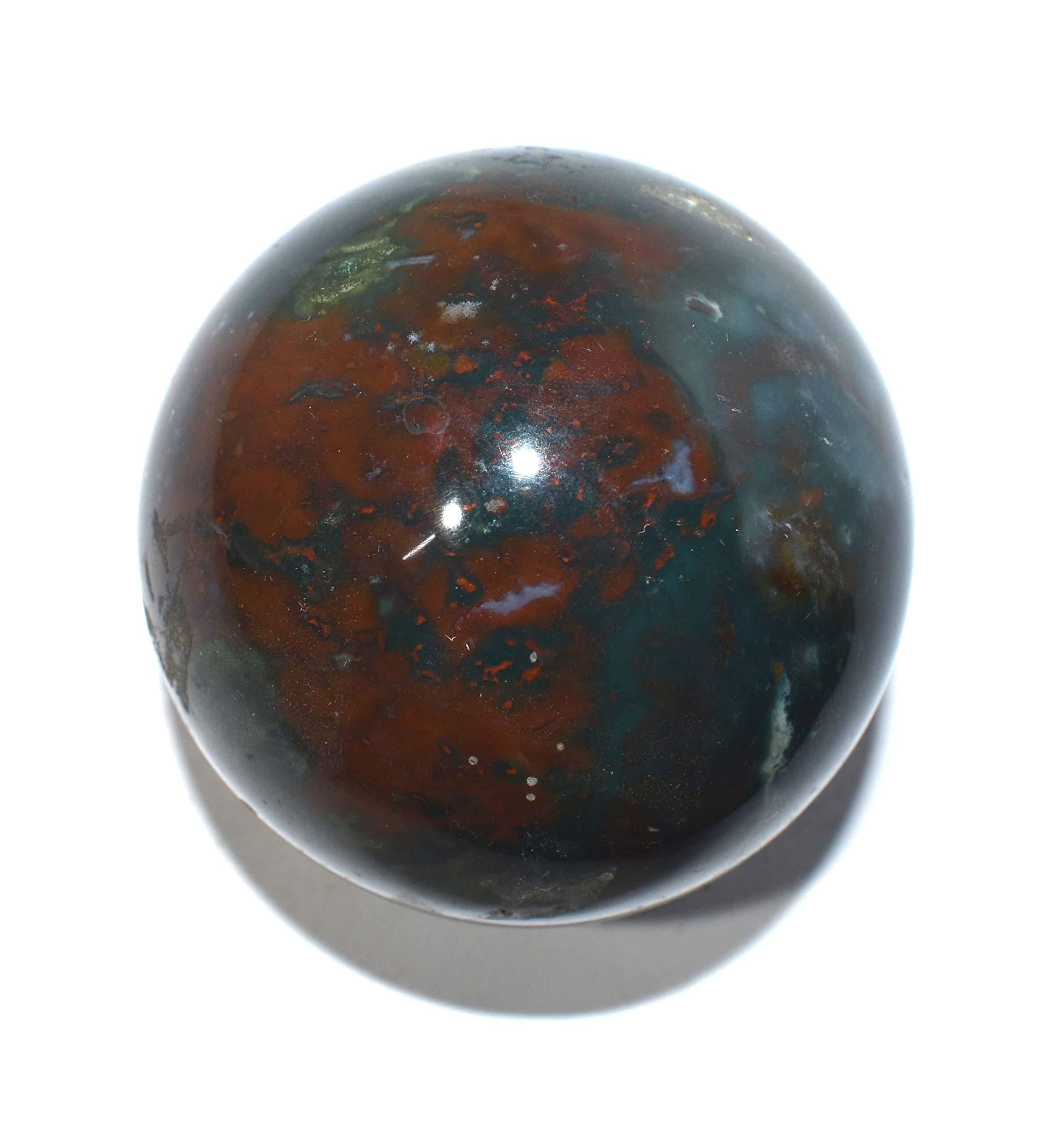 Pyramid Tatva Pyramid Tatva Sphere - Bloodstone Ball Size - (50 mm - 63 mm) 2-2.5 Inch Natural Chakra Balancing Crystal Healing Stone