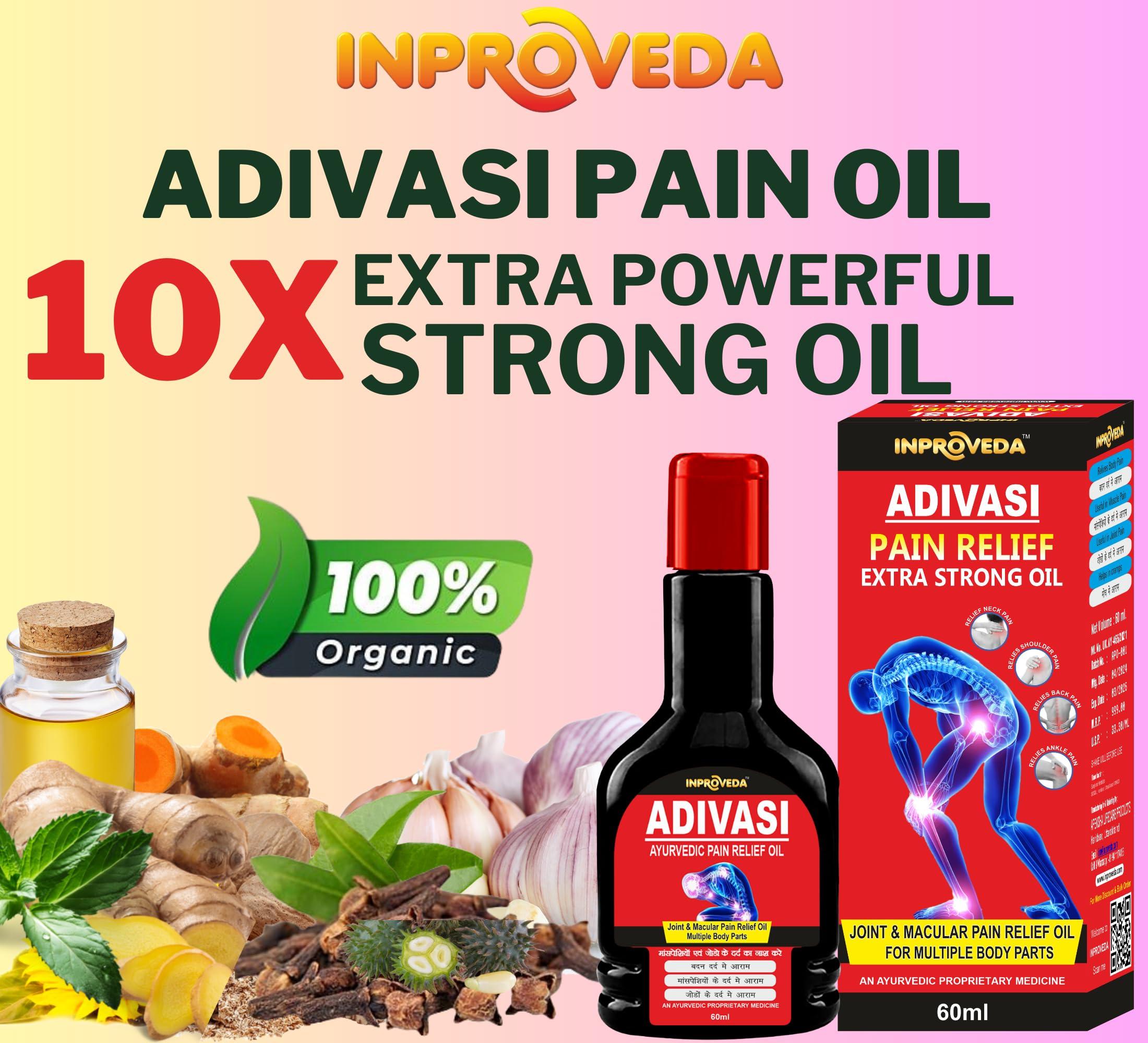 INPROVEDA INPROVEDA Adivasi Pain Relief Oil 60ml (Pack of 1) | Fast & Instant Relief Oil For Muscle & Joint Pain Oil |
