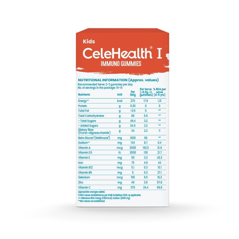 Celehealth Dr. Reddy's CeleHealth Kidz Immuno Plus - 30 Gummies | Pink Guava with Wellmune, Vitamin C & Zinc to support child's immunity (Pack of 4)