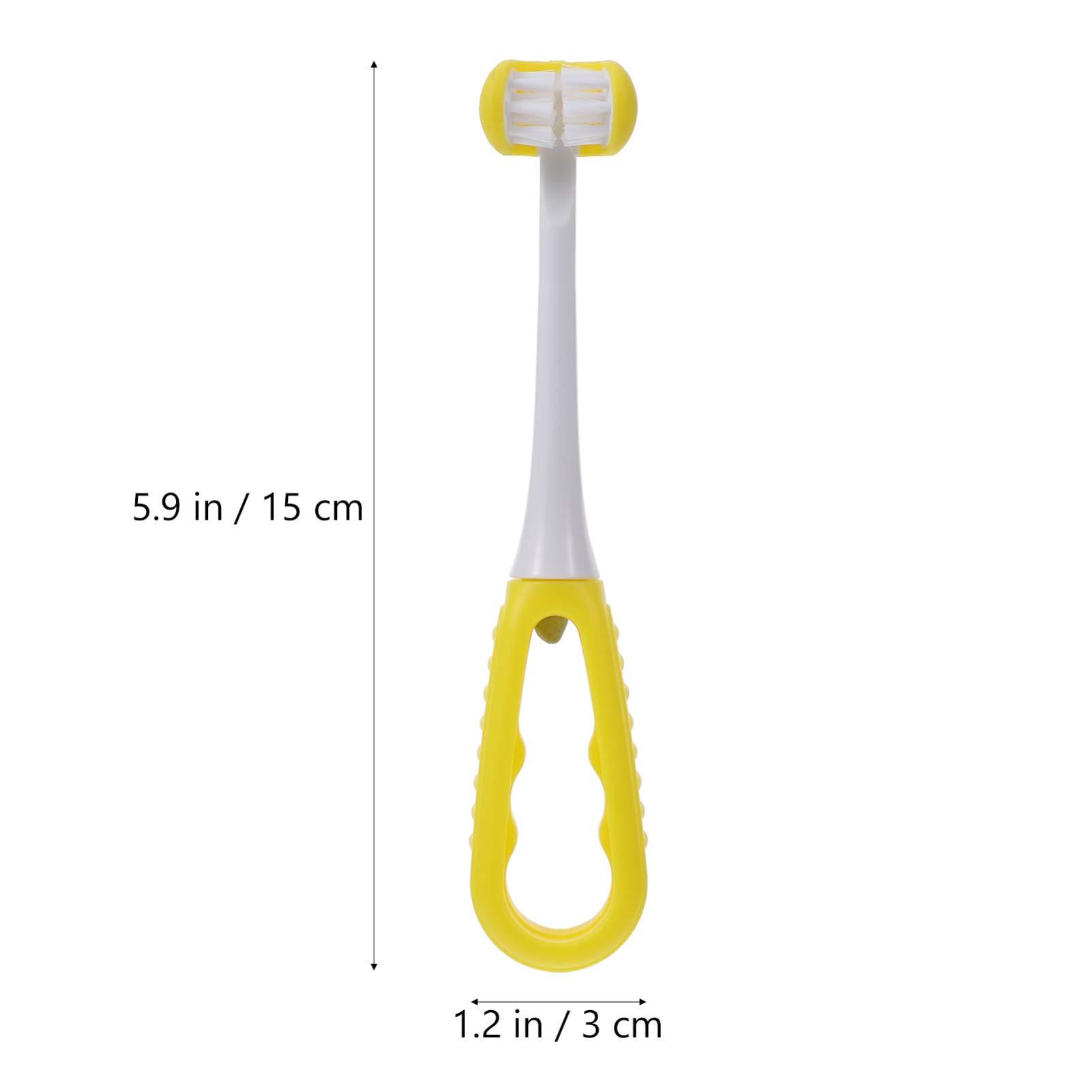 KTMGlobal KTM 3 Sided Autism Toothbrush Kids Toothbrush Soft Bristle Toothbrush Toddler Toothbrushes Yellow