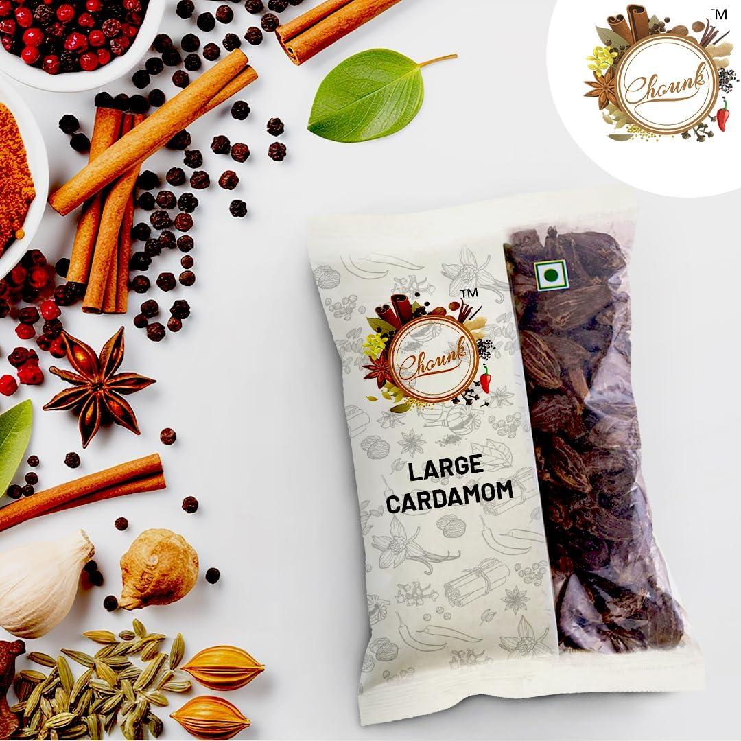 Chounk Chounk Black Large Cardamom, 800 Grams | Badi Elaichi | Preservative Free | Sabut Elaichi | Kali Elaichi | Moti Elaichi | Black Cardamom