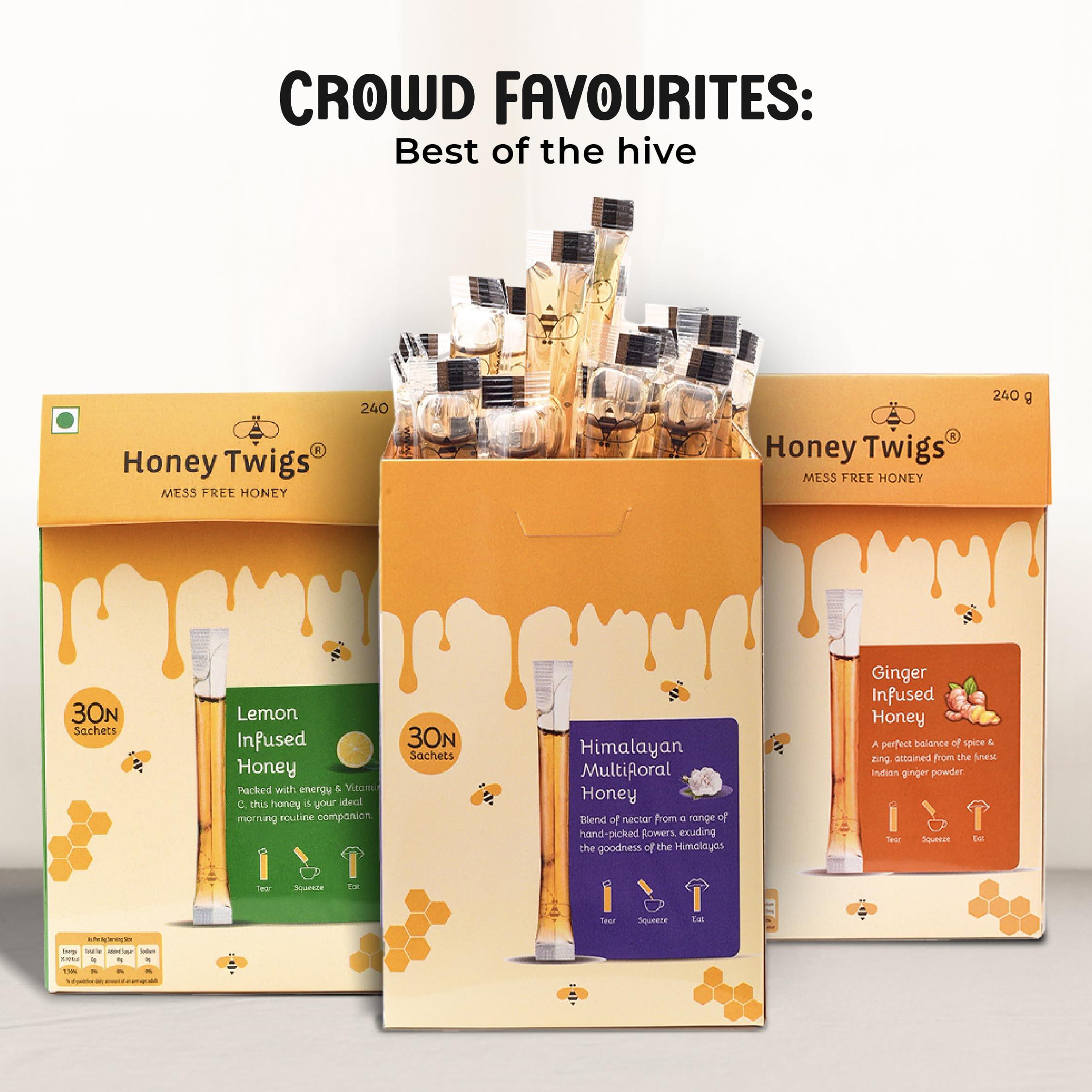 Honey Twigs Honey Twigs Himalayan Multiflora Honey |Pure Honey, 240gms (30 Single Sachets) |Grade A Himalayan Honey - Traceable Source | Zero Additives | Zero Added Sugar |Immunity Booster|Tear Squeze Eat