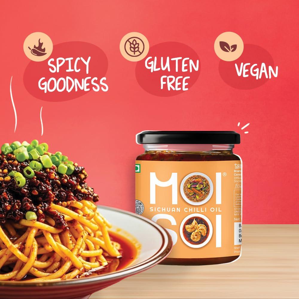 MOI SOI MOI SOI Chilli Oil Value Pack - Sichuan Chilli Oil & Korean Chilli Oil - Cook | Spread | Dip | Dipping Sauce | Made in Small Batches | No Added MSG | No Artificial Colours