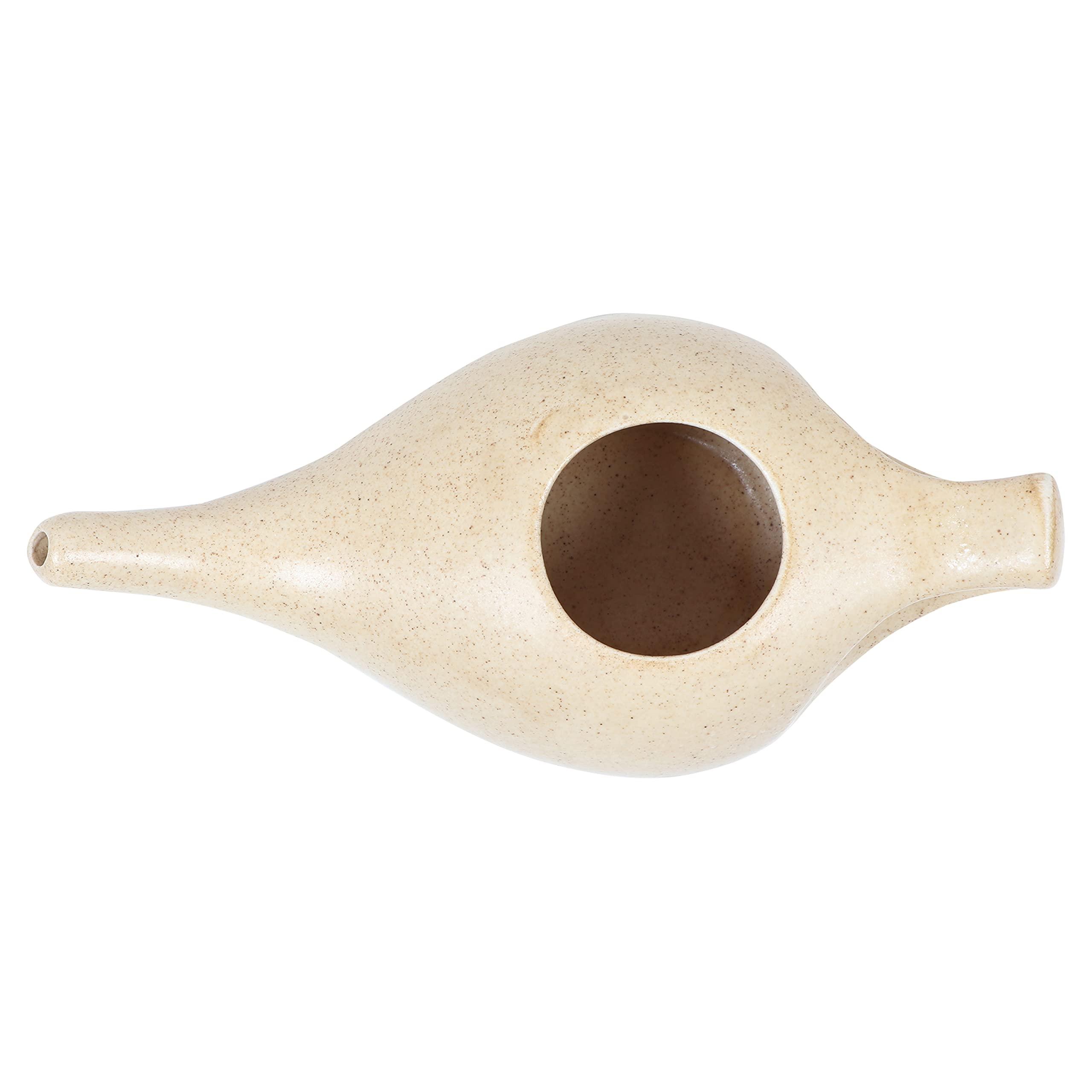 QIMACPLUS Leak Proof Durable Porcelain Ceramic Neti Pot 220 ML for Natural Nasal Cleansing | Natural Treatment for Sinus, Infection and Congestion Microwave and Dishwasher Friendly (Brown Matt)