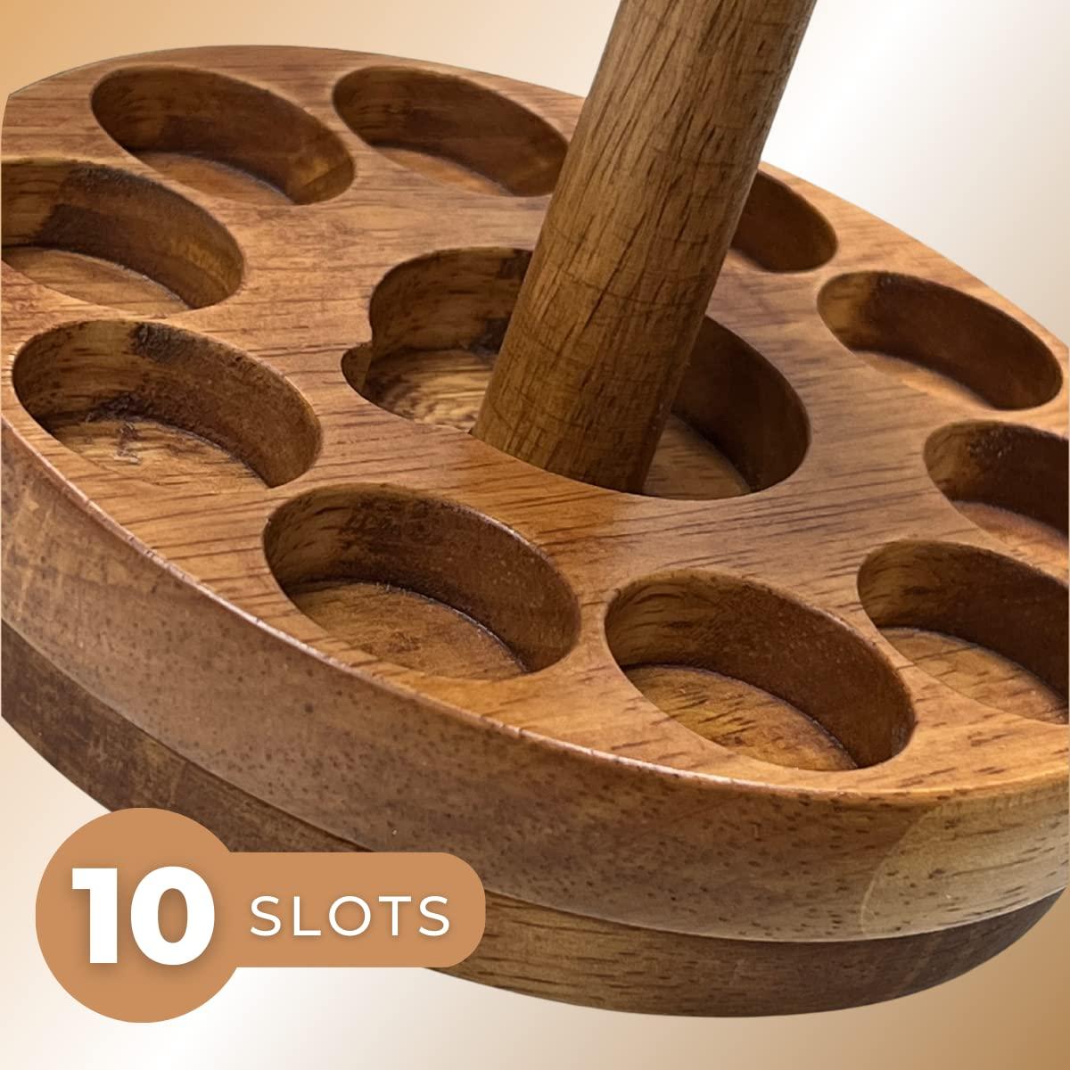 FOM (Friends of Meditation) Essential Oil Diffuser Stand | Holds upto 10 Bottles and Diffuser | Essential Oil Storage Display Stand Wooden 2 Tier