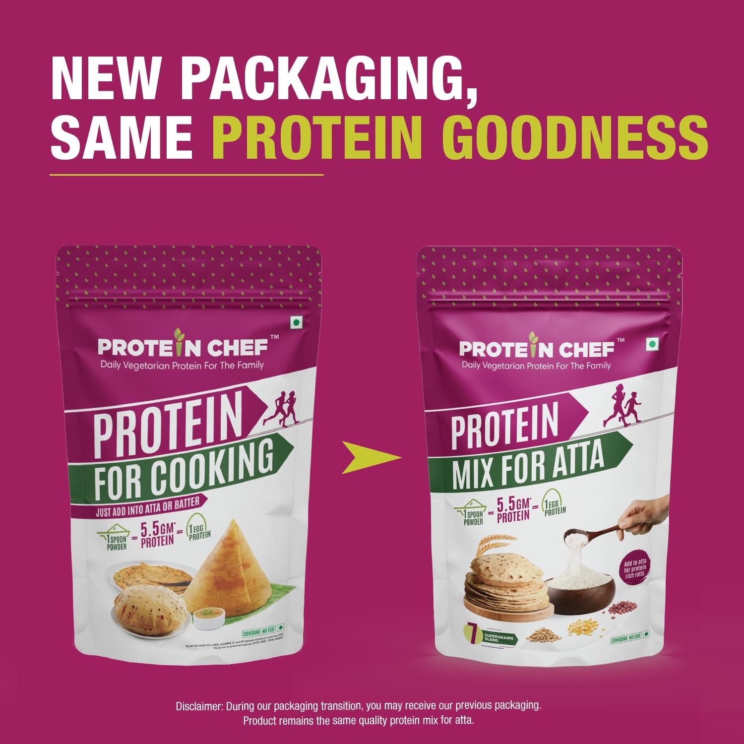 Protein Chef Protein Chef Protein Mix for Cooking (1 Kg) |Helps Meet Everyday Protein Need | Mix with Flour or Batter | Make High Protein Roti and Dosa | No Change in Taste or Flavor | Multigrain Atta Mix