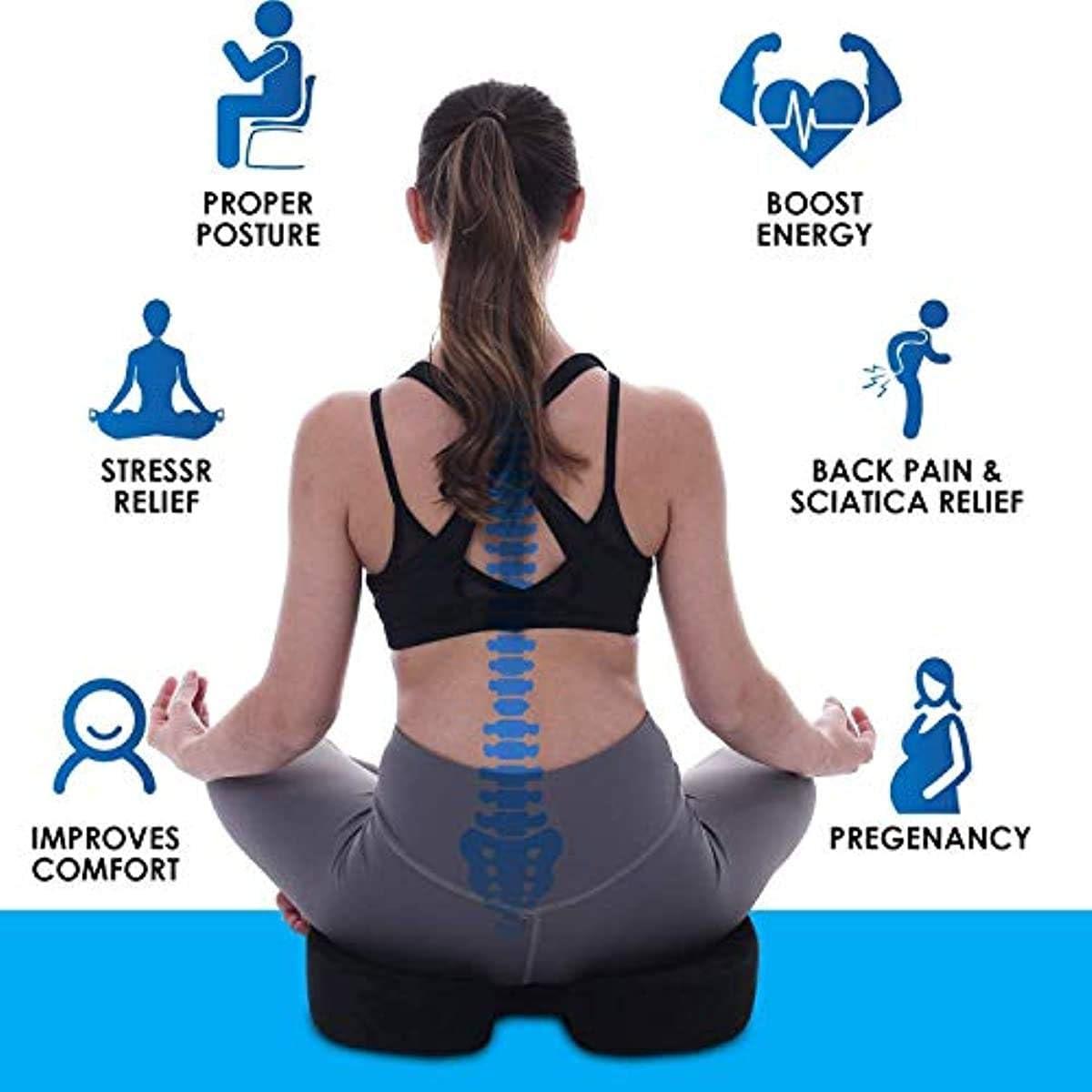 SARTE SARTE Car Seat Cushion Thigh Support for Car Seat Long & Comfortable Drive U-Cut Out Seat Cushion for Car Driving Seat Memory Foam Chair Cushions for Office Chair & Wheelchair (L-Size, Mesh Black)