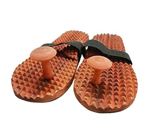 NETCLUB NETCLUB Unisex Khadau slipper Wooden Relaxing Acupressure slipper Foot Feet Slippers Sandle for Men Women Childrens Blood Pressure Control Free Finger Care (8)