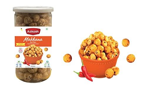 Aakash Namkeen Aakash Roasted & Flavored Makhana Combo- Salt & Black Pepper, & Peri Peri Makhana Jar | Cholesterol Free, Healthy Snacks | 160GM (Pack of 2, Each 80GM)