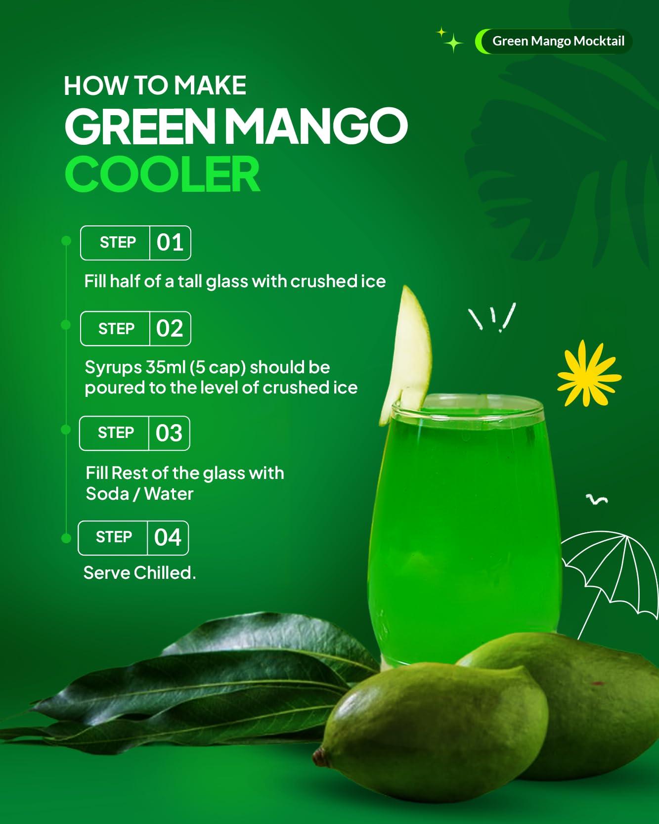 Ralli's Ralli\'s Tangy Green Mango Syrup 500ml: Cool Summer Refresher with Real Green Mango Pulp | Ready to Mix | Perfect for Cocktails, Mocktails, Juices & More!