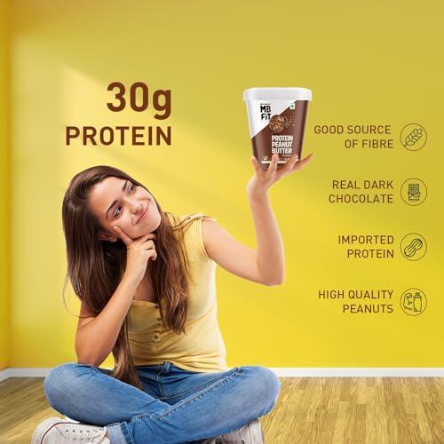 MuscleBlaze MuscleBlaze Fit High Protein Peanut Butter, Creamy (Dark Chocolate Spread, 1kg) | 27g Protein | With Pea Protein & Whey Protein Concentrate | Fit Pack