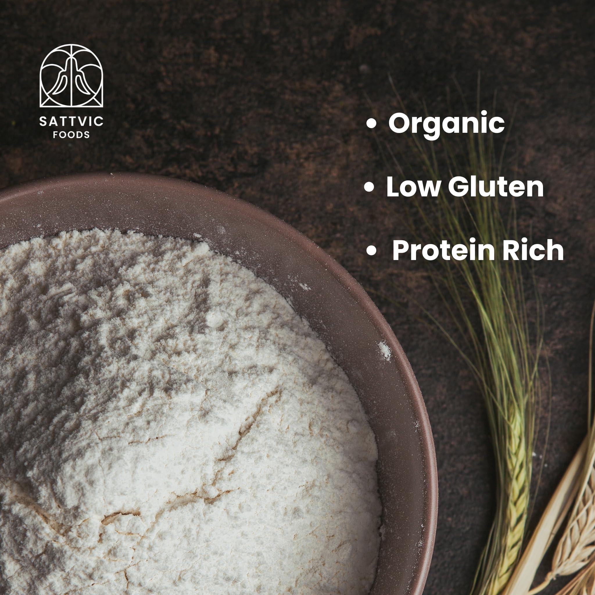 Sattvic Foods Sattvic Foods Emmer Wheat Flour (Khapli Atta)(900g) Organic Certified Ancient Grain | Low Gluten, Fibre & Protein Rich | Aids in digestion | Substitute for regular wheat flour, Make Roti, Baked goods