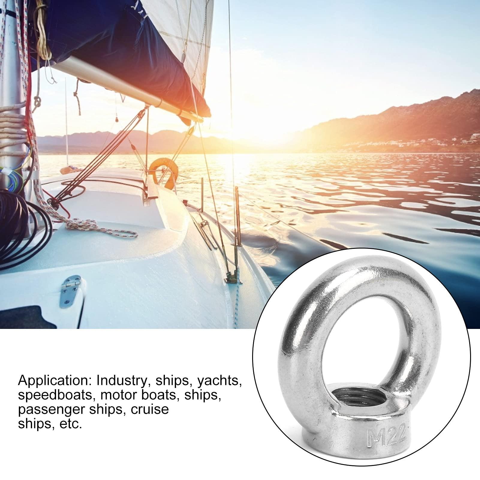 Sutinna Eye Screw Nut, Mutifuctional Lifting Eye Nut Stainless Steel Convenient Durable Reliable for Industry/Yachts/Boats for Ship Lifting(M22)