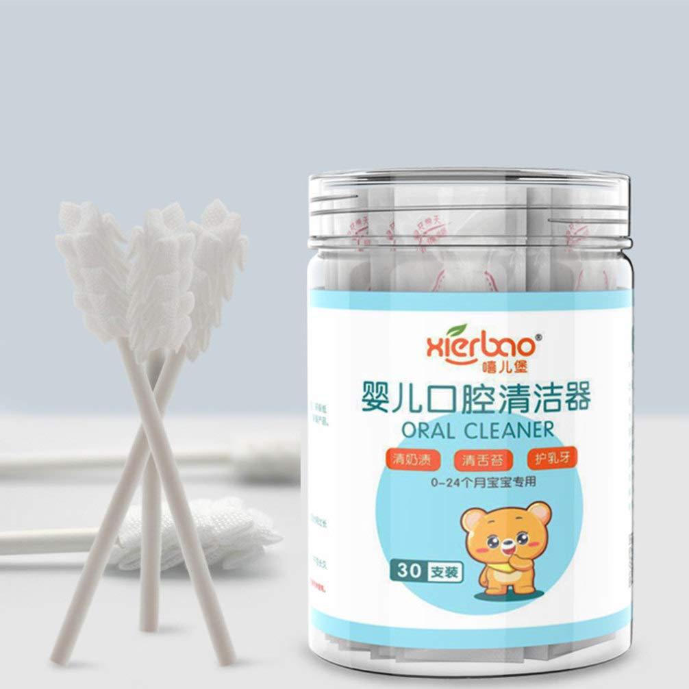EXCLUZO EXCLUZO 30Pcs Baby Gauze Brush Newborn Baby Tongue Cleaner with Paper Handle Soft Gauze Baby Toothbrush for 0-36 Months Baby