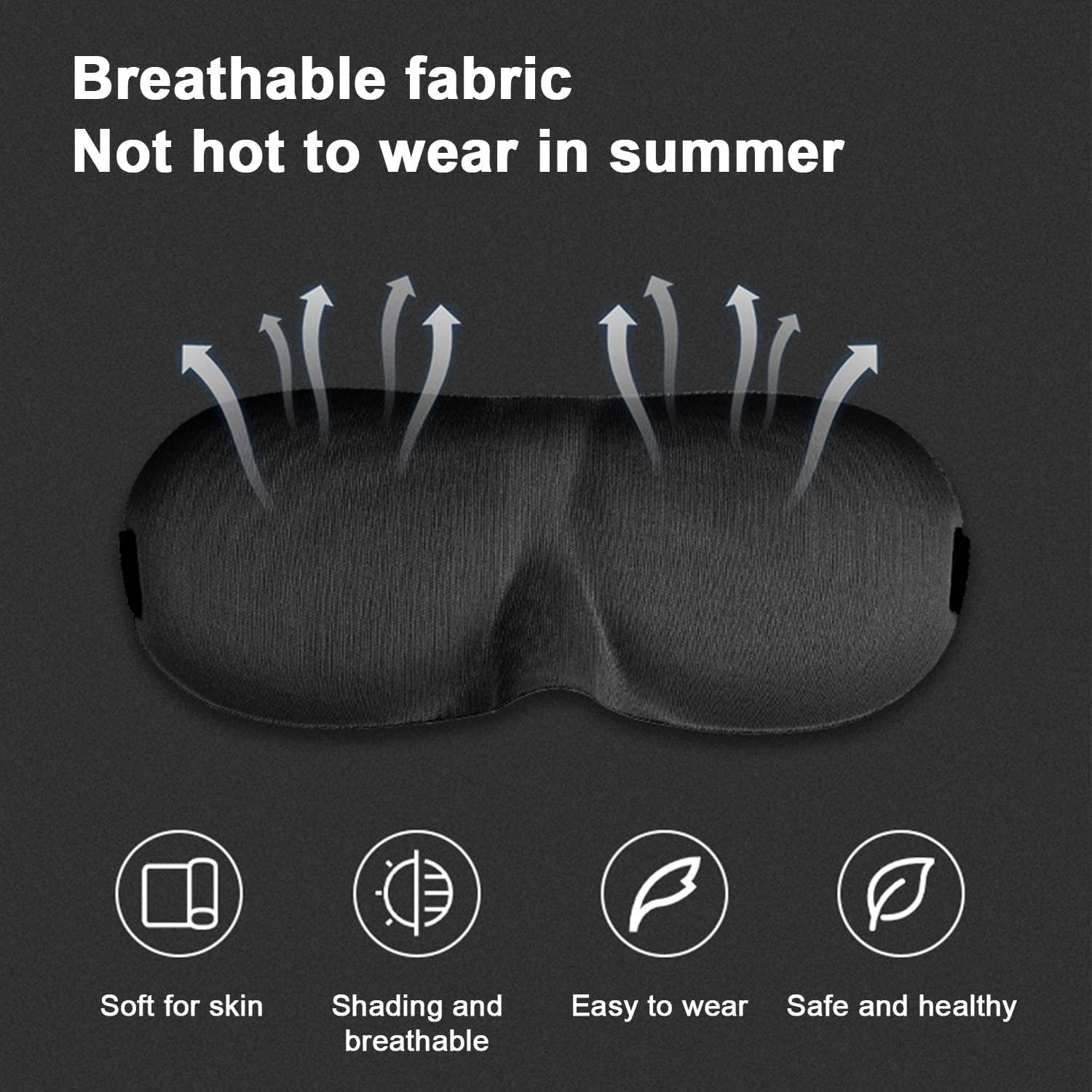 VALKYRIE VALKYRIE Sleep Eye Mask, 3D Contoured 100% Blackout Eye Mask, Sleep Mask with Adjustable Strap, Soft and Comfortable Night Blindfold for Women Men, Shift Work, Travel, Black ,Polyester