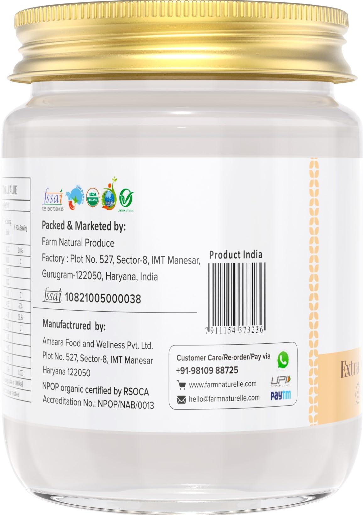 Farm Naturelle Farm Naturelle -100% Pure Organic Extra-Virgin Cold Pressed Coconut Oil (Glass Bottle - 550 mlx 4)