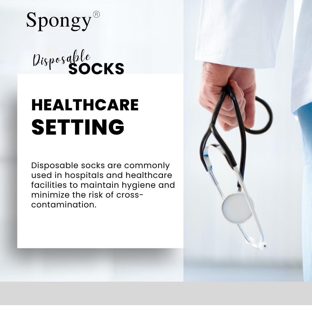 Spongy Spongy Use & Throw all purpose socks for Daily Use/Shoes Trial/Travel/Hospitals/Hotels/SPA/Airports.Free size socks for both Male & Female (75 Pairs, White)