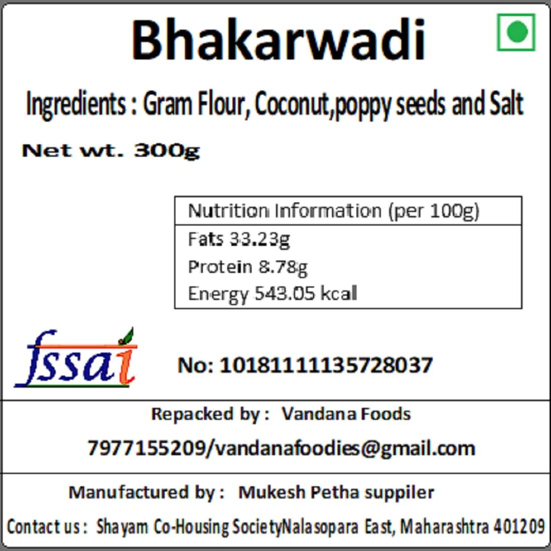 Generic Bakarwadi in Marathi & Bhakharwadi in Gujarati is a Gujarati & Maharashtrian traditional crispy, deep-fried, disc-shaped, sweet and spicy snack popular in western states of Gujarat and Maharashtra in India.[2] It was already popular before 1960 when 