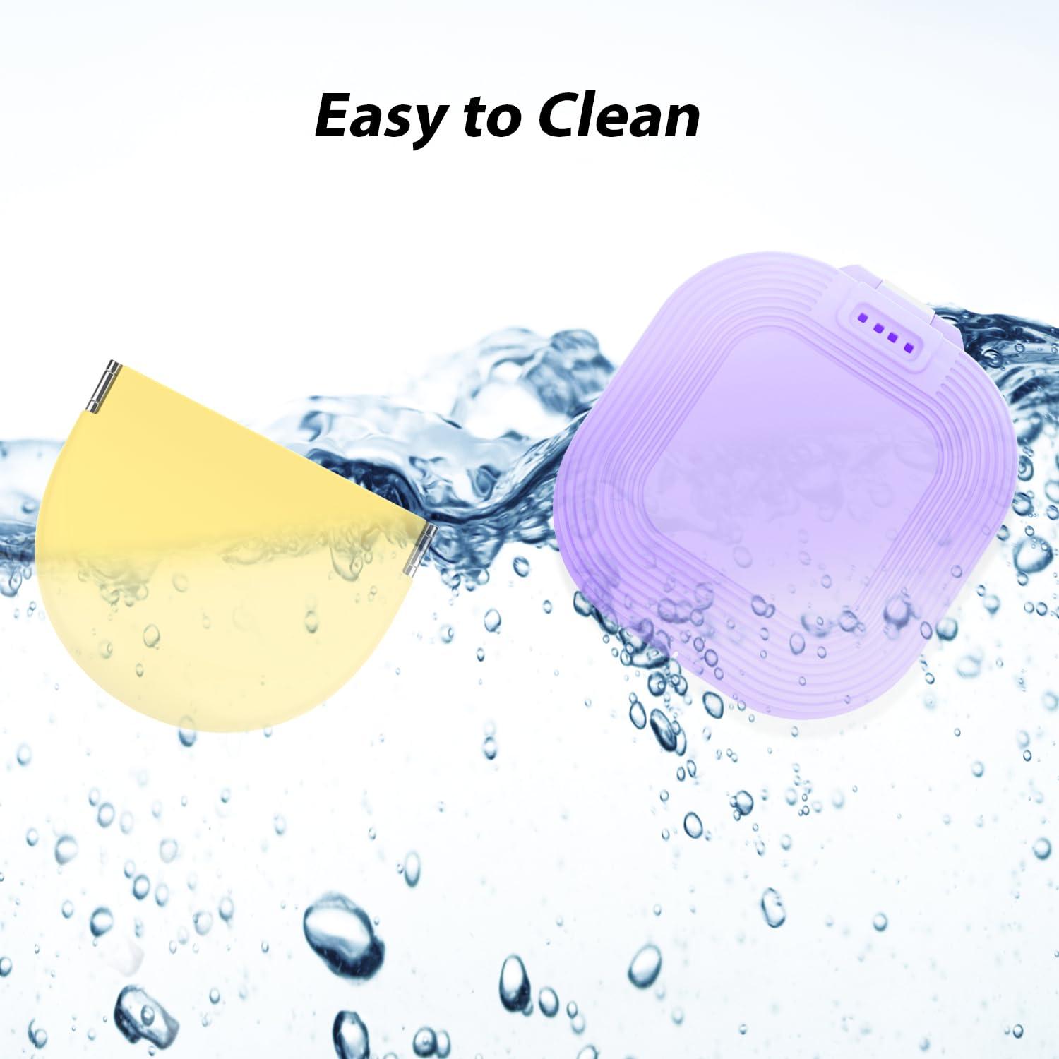 XDLHWP XDLHWP Retainer Case with Vent Holes, Silicone Slim Cute Retainer Holder Compatible with Invisalign, Night Mouth Guard Case, with Lanyard, Retainer Remover Tool Chew Brush, Yellow+Purple(2 Pack)