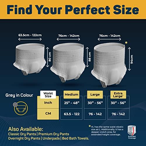 Friends Friends UltraThinz Slim Fit Adult Diapers (Dry Pants) for Men - Large – 9 Count - with thin design, grey colour, and anti-rash - Waist Size 25-48 Inch ;6 3.5-122 cm