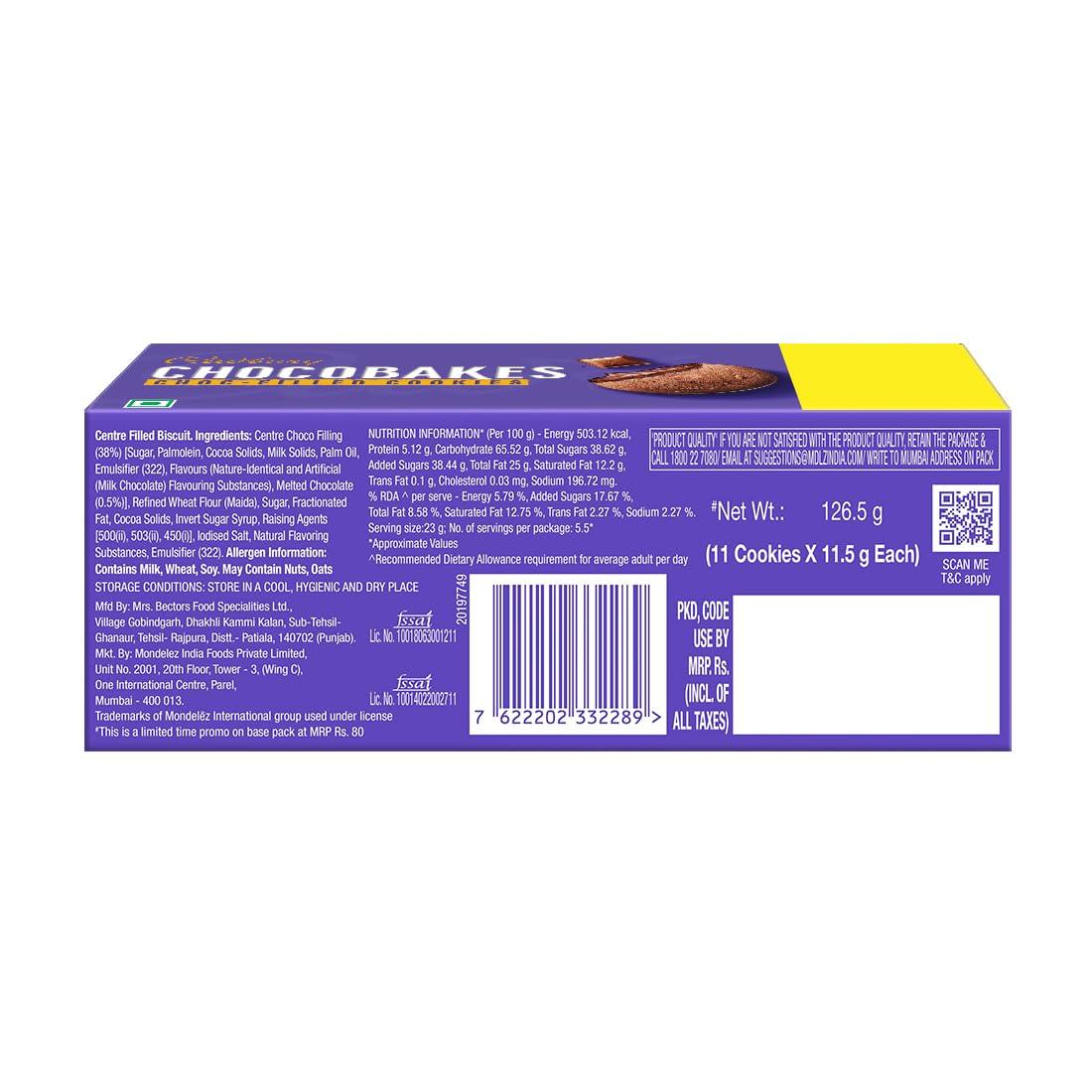 Cadbury Cadbury Chocolate Chocobakes Chocfilled Cookies, 4 X 150 G,600 Grams