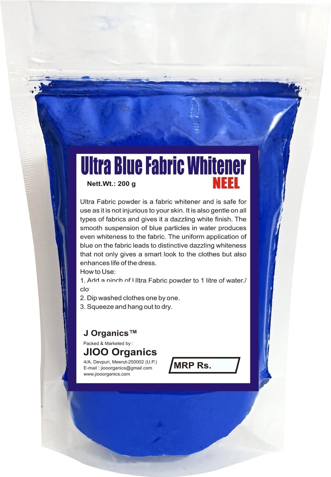 J Organics Jioo Organics Neel Powder Blue Natural Fabric Whitener for White and Colored Clothes | Effective, Safe, and Long-Lasting - 200g