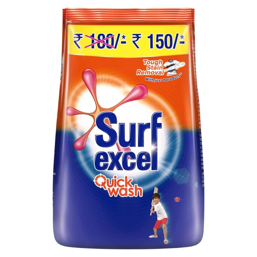 Surf Excel Surf Excel Matic Liquid Front Load Detergent 1 Liter Bottle & Quick Wash Detergent Powder 1 Kg, Washing Powder With Lemon & Bleach To Remove Tough Stains On Clothes - Bucket & Machine Wash