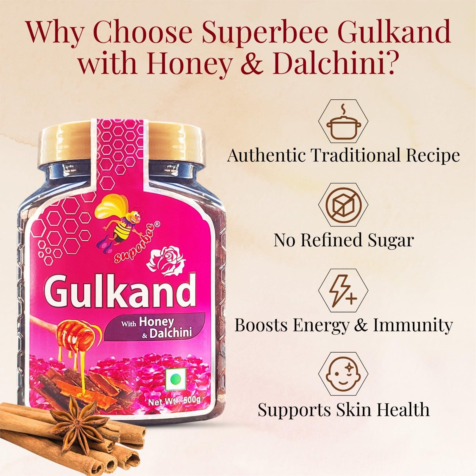 Super bee Superbee 100% Natural Gulkand with Honey and Dalchini (Cinnamon) 500gm