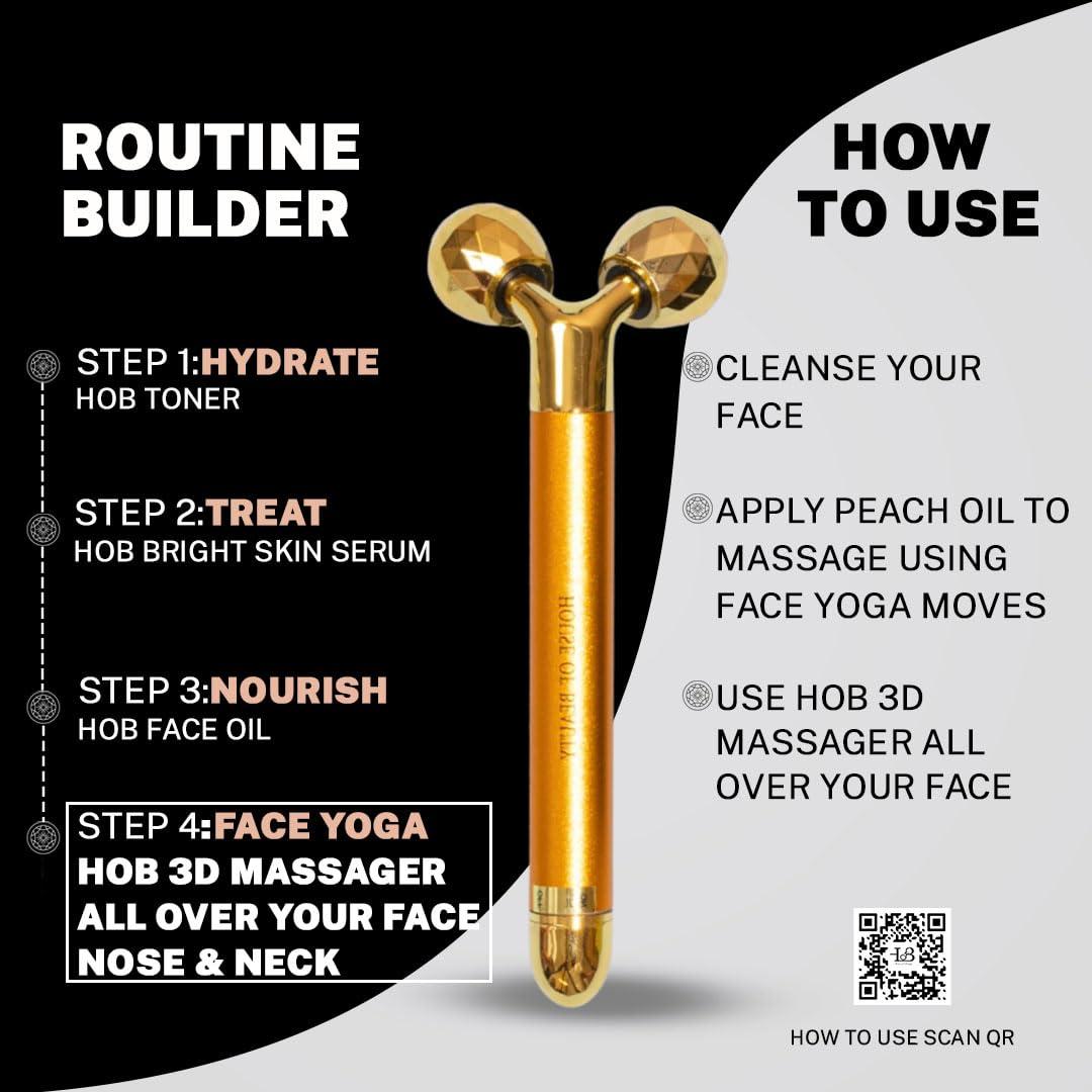 HOUSE OF BEAUTY House of Beauty 3D Face Massager Beauty Bar, Y-shaped Roller - Combination Sculptor (Golden)
