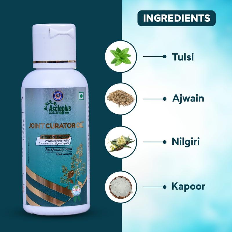ASCLEPIUS WELLNESS ASCLEPIUS WELLNESS Joint Curator Oil is Natural Joint Support with Ayurvedic Herbs, Promotes Flexibility and Comfort, Preservative Free - 50ml