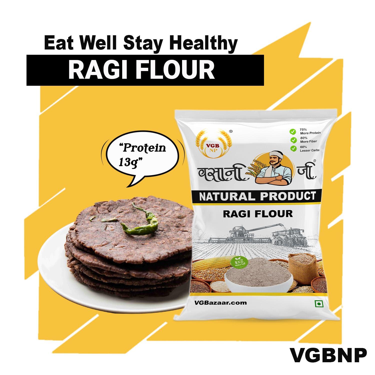 VGBNP VGBNP 100% Natural & Original Finger Millet Flour Kezhvaragu (Ragi Flour) Pure Nachani ka Aata (sprouted ragi flour|ragi huri hittu| Mandia) Healty Flour Fibre Rich/immunity builder-2kg.