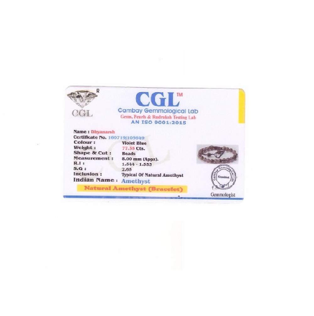 DHYANARSH DHYANARSH Natural Amethyst Semi-Precious Stone Bracelet 8mm Beads Unisex- Size Adjustable Thread