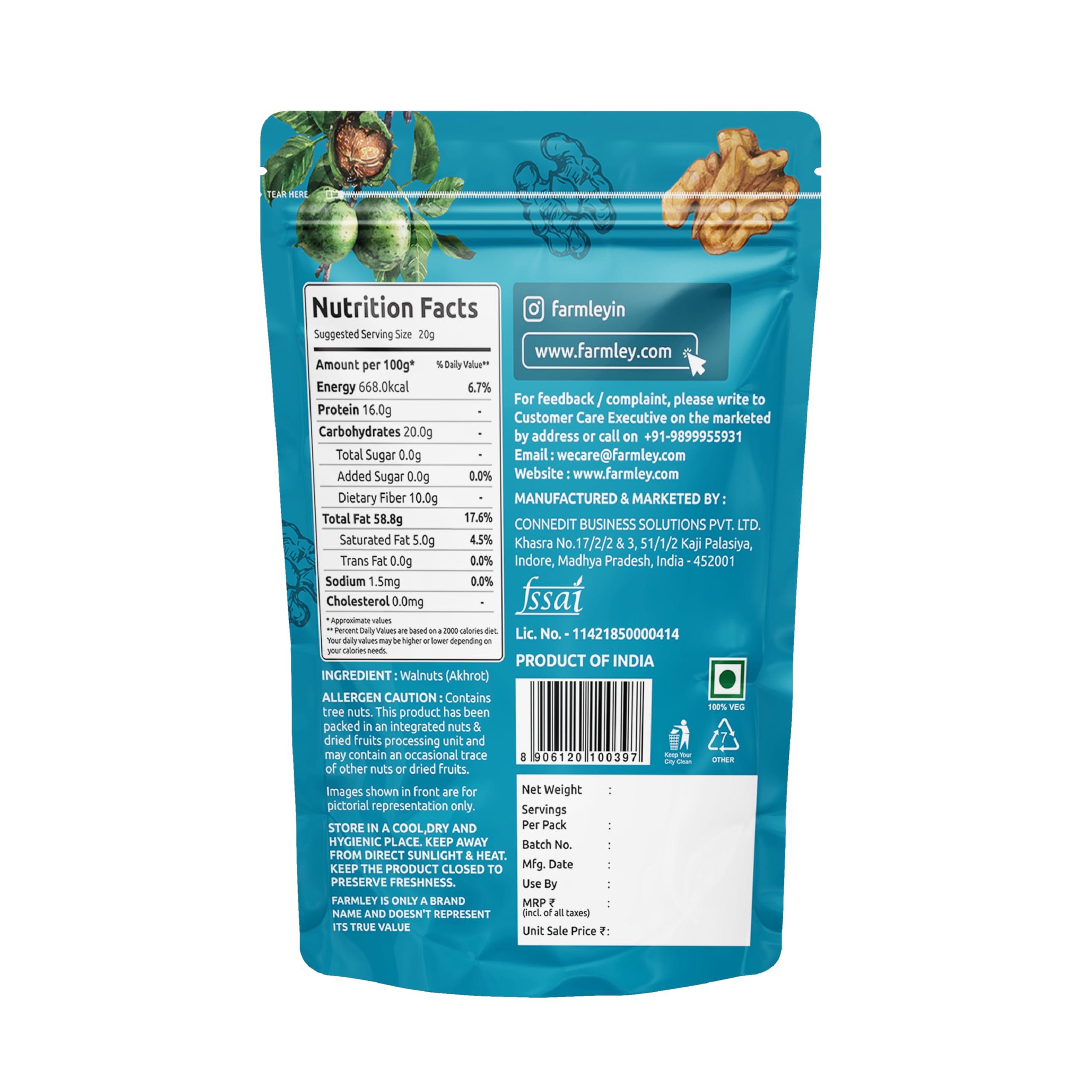 Farmley Farmley Premium Chile Walnut Kernel | 4 x 200 g | Walnuts Without Shell, Akhrot, Dry Fruits, Natural Akhrot Giri, Rich in Proteins & Antioxidants (Pack Of 4)