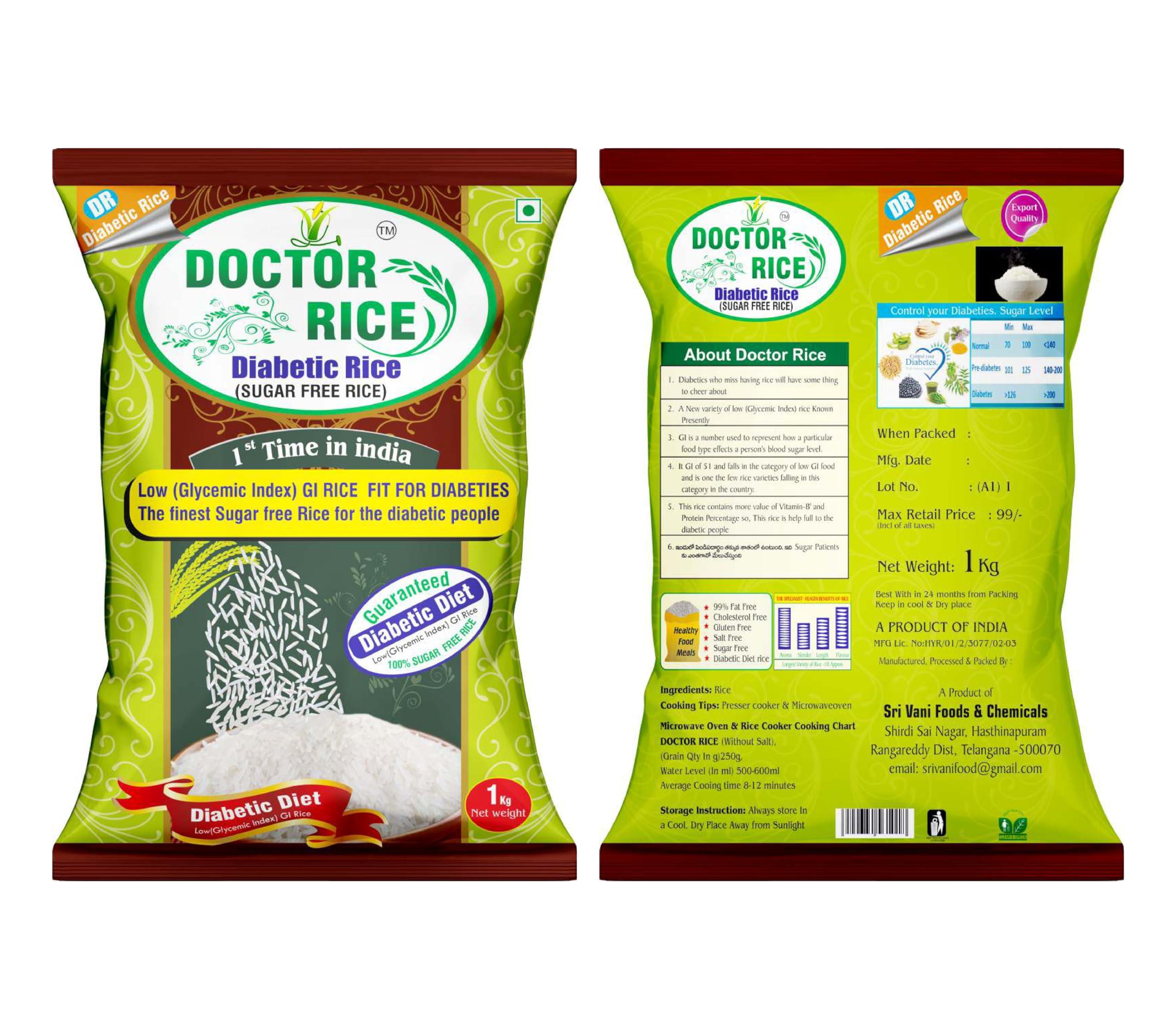 DOCTOR RICE - DIABETIC RICE DOCTOR RICE - DIABETIC RICE - SUGAR FREE RICE - 1kg (PACK OF 5)