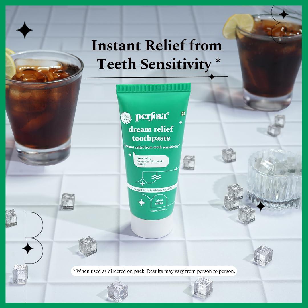 Perfora Perfora Dream Sensitive Toothpaste - 75 grams (Pack of 1) | Instant Sensitivity Relief for Kids & Adults | SLS Free & No Artificial Sweeteners | Made Safe Certified | Vegan Friendly Gel Toothpaste
