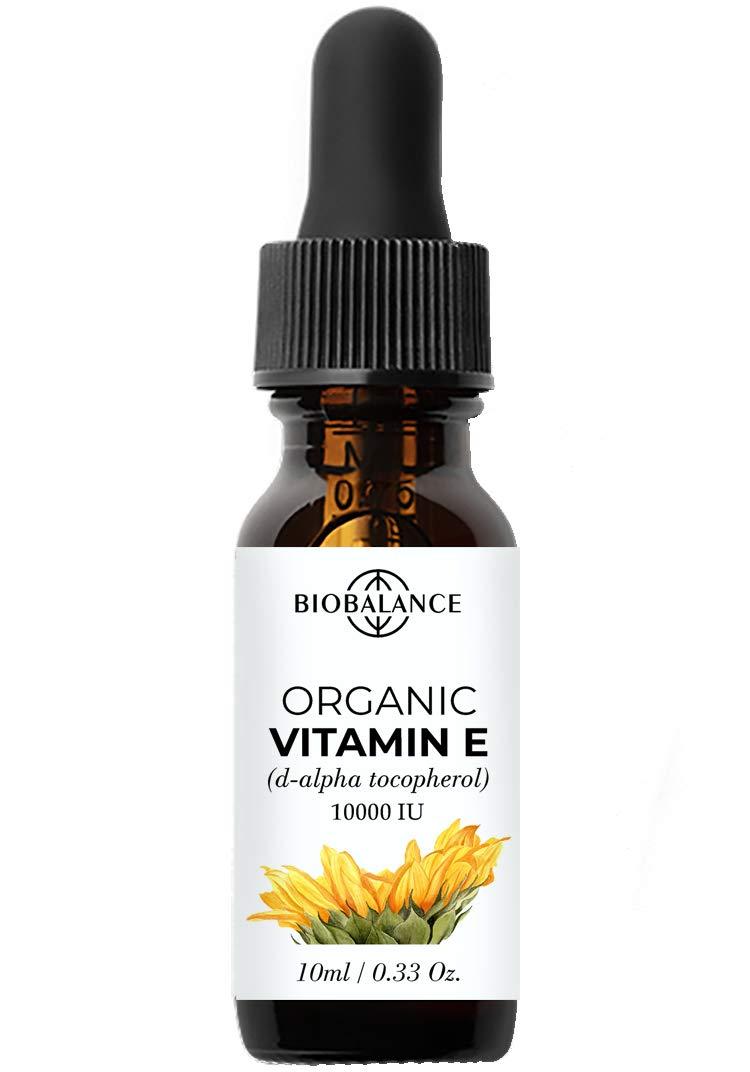 Bio Balance Bio Balance Organic Vitamin E, d-alpha tocopherol, 10,000 IU, Derived form Organic Sunflower Oil, 100% Pure & Undiluted, Soy/Gluten/GMO Free, Glass Bottle 10ml