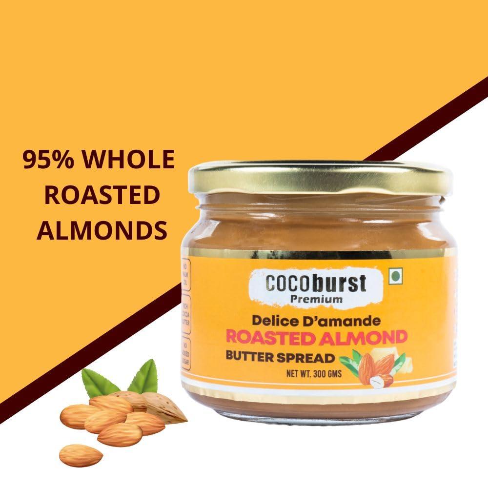 Jindal Cocoa JINDAL COCOA Cocoburst Creamy Roasted Unsweetened Almond Butter Spread 300 Gm | 95% Almonds | Protein Rich | No Palm Oil | No Artificial Preservative | No Added Colour | No Added Sugar