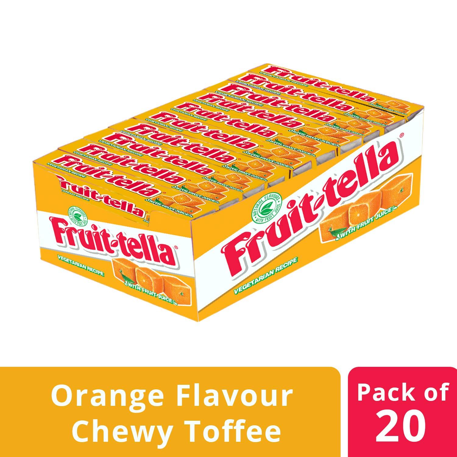 Fruitella Fruitella, Orange Flavour, Chewy Toffee Stick Pack, 900 g- Pack of 20