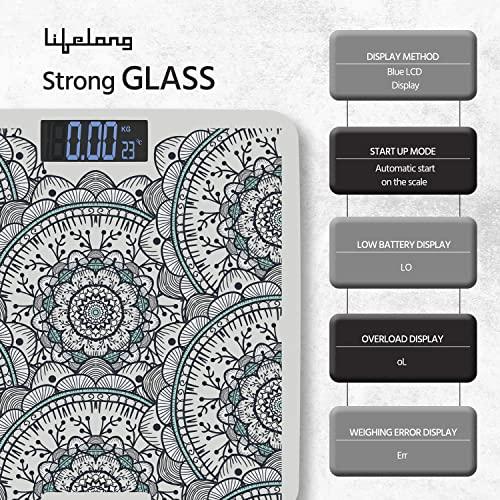 Lifelong Lifelong Nimbus LLWS81 Weighing Scale (Indian Cultural Series - Orissa)|Digital Weight Machine for Body Weight|6mm Thick Tempered Glass with LCD Display|Bathroom Weighing Scale (2 Year Warranty, Grey)