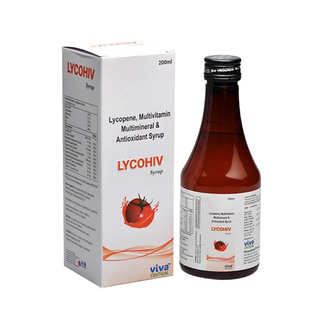 Vivaceutical Lycohiv Syrup - Lycopene, Multi-Vitamins, Multi-Minerals and Antioxidant Syrup | 200ml