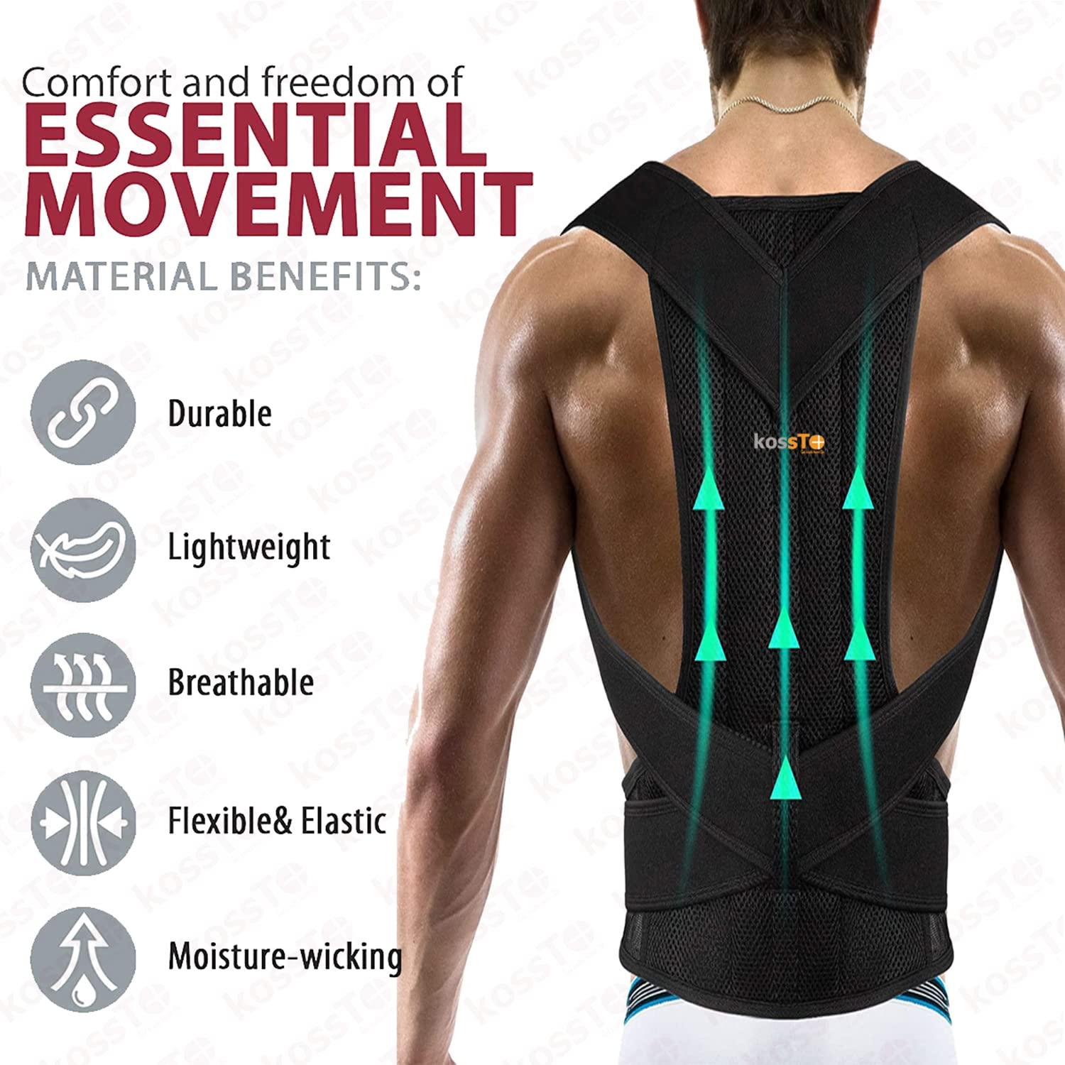 kossto kossto Back Brace Posture Corrector Belt For Lower And Upper Back Pain Relief with Mesh fabric for Man & Woman Medium Universal SIZE(Waist32-38)