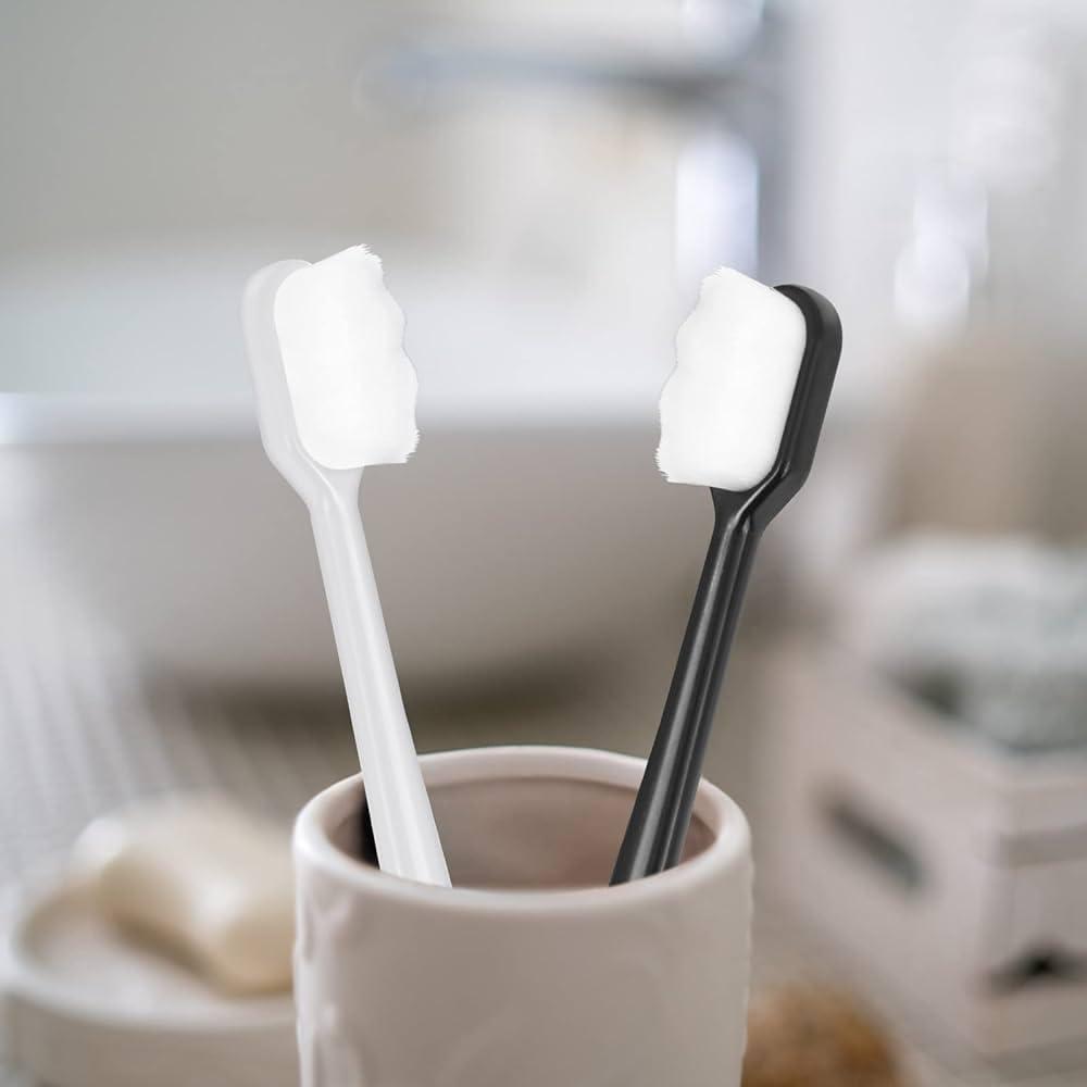 snika snika Extra Soft Toothbrush, Ultra Soft-Bristled Adult Toothbrush Micro Nano 15000 Floss Bristle Good Cleaning Effect For Sensitive Teeth Oral Gum Recession, Manual, White (Set of 2)