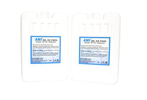 Ami AMI Gel Ice Pack Pads for Ice Box Pack of 2 x 400 gms each CE ISO Certified