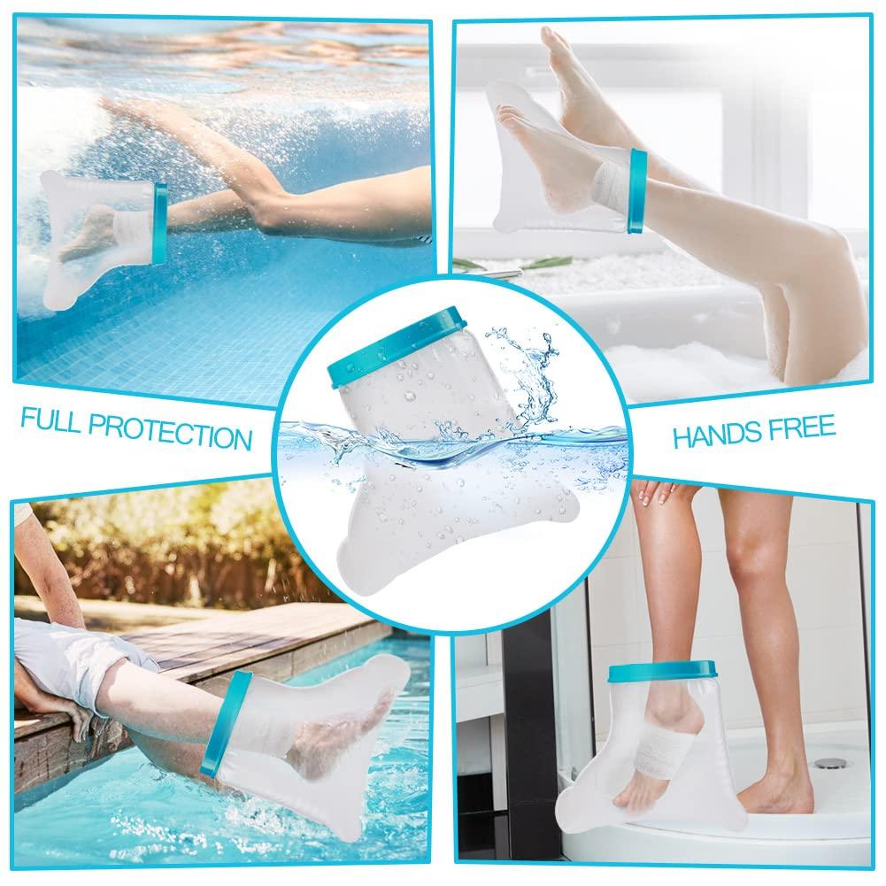 UpGoing Waterproof Foot Cast Wound Cover Protector for Shower Bath, Watertight Cast Bag Covers for Broken Surgery Foot, Wound and Burns Reusable (12.9x13.5x7 Inches) [New Upgrade]
