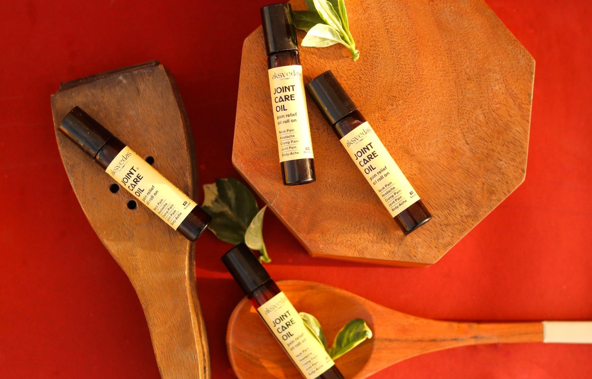 aksvedas Aksvedas Joint Care Oil | Pain Relief Oil Roll On | Ayush Approved Joint Care Oil | Neck Pain | Headache | Cramp Pain | Body Ache | Knee Pain | Back Pain Relief Oil | 10ml + 10ml (Buy One Get One)